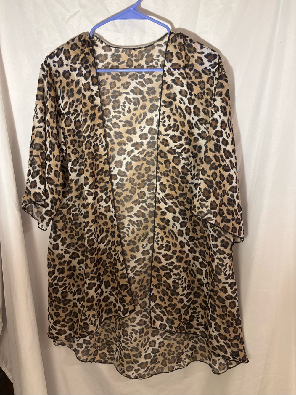 Leopard Print Sheer Kimono Jacket - Brown/Black